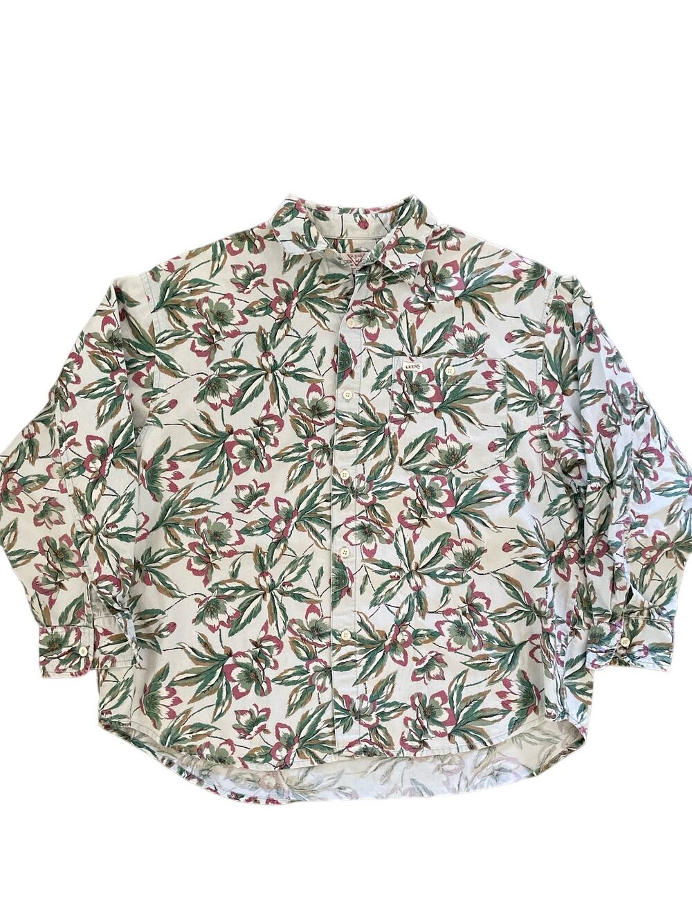 Vintage 90s Guess Georges Marciano Mens M Floral Shirt Made in USA